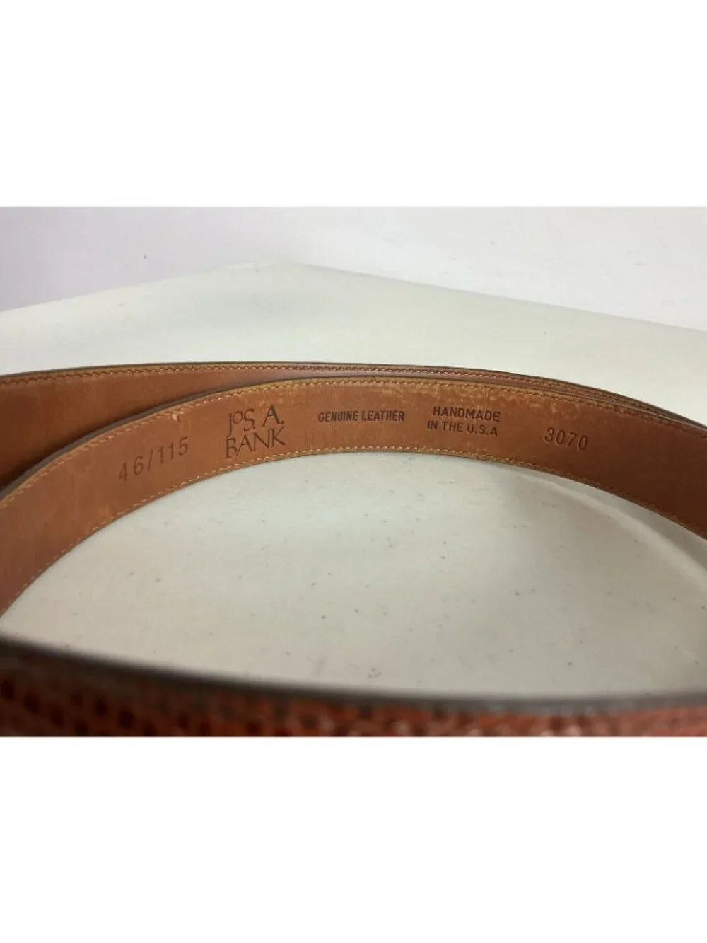 Jos A Bank Mens Leather Belt Gold Buckle Made USA Mens 46